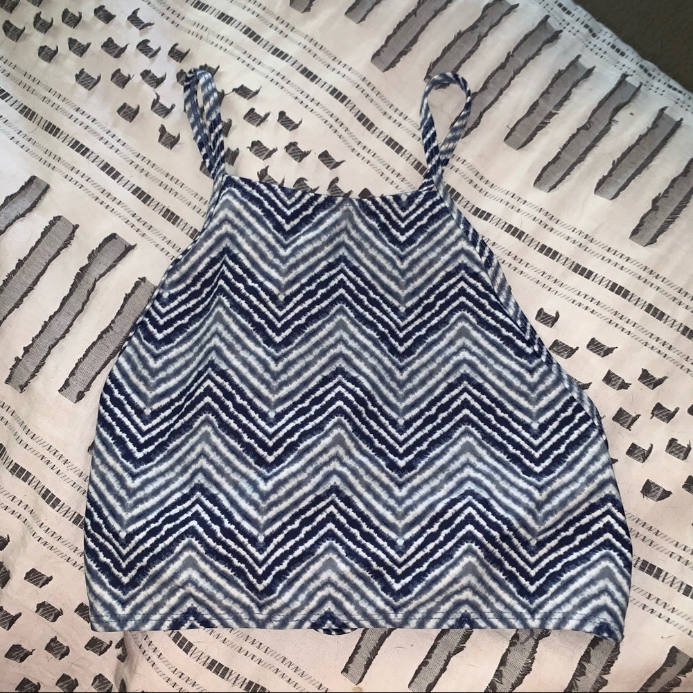 Blue halter bikini top